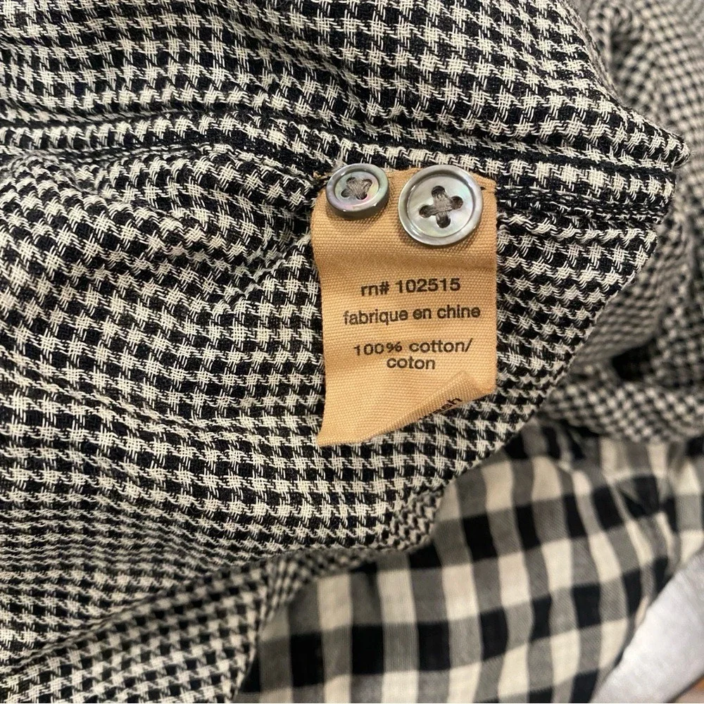 John Varvatos Black White Gingham‎ Check Button-Up Shirt XL